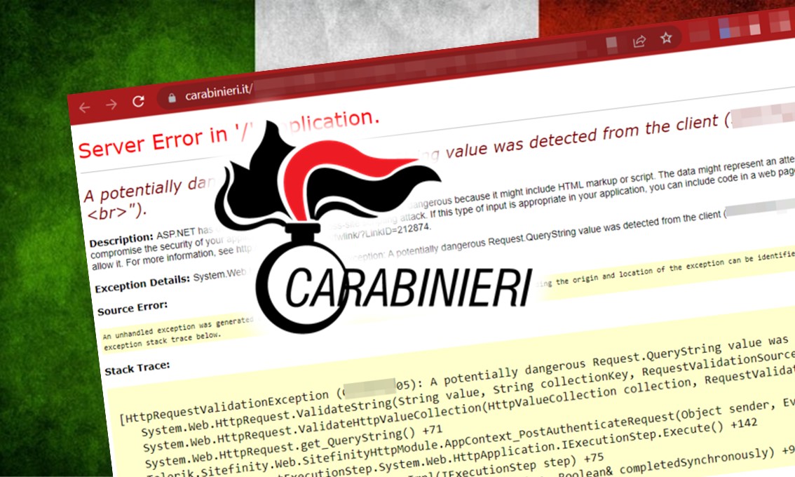 Sito dell'Arma dei Carabinieri. Attenzione alle information disclosure