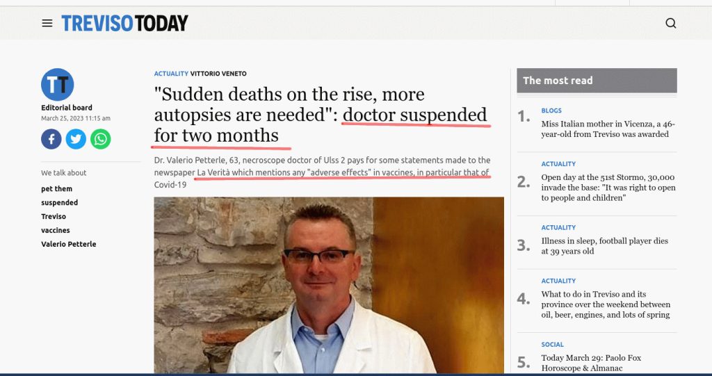 Italian Doctor Suspended for Suggesting Autopsies of Sudden Deaths - DailyClout