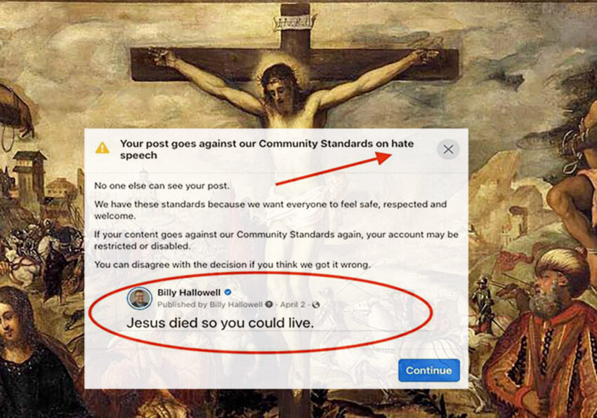 Facebook censura un post con un messaggio cristiano di speranza: il post di Gesù bollato come "incitamento all'odio" - Grandeinganno