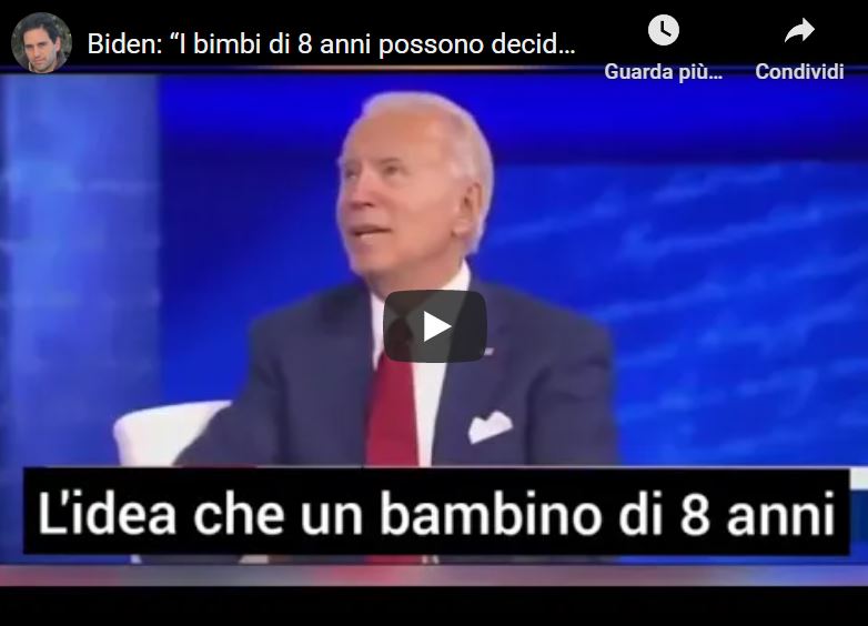 Biden: “I bimbi di 8 anni possono decidere di essere trans”. - Grandeinganno