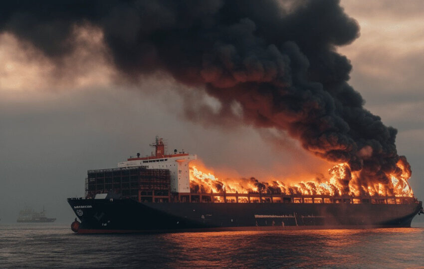 Una nave cargo che trasportava auto dalla Germania a Singapore ha preso fuoco al largo delle coste olandesi a causa di un veicolo elettrico. - Grandeinganno