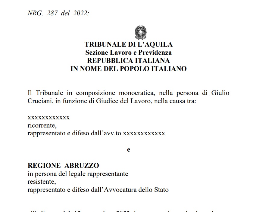 La sentenza del Tribunale del Lavoro de L'Aquila del 13 settembre 2023: una pietra miliare per la tutela dei lavoratori non vaccinati