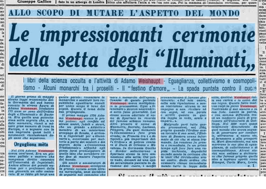 Le impressionanti cerimonie della setta degli illuminati (LaStampa 1953) - Grandeinganno