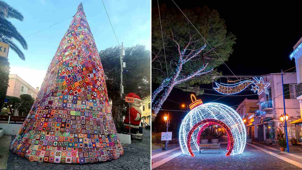 L'albero di Natale napoletano con 4 mila pezzi di lana lavorati ad uncinetto