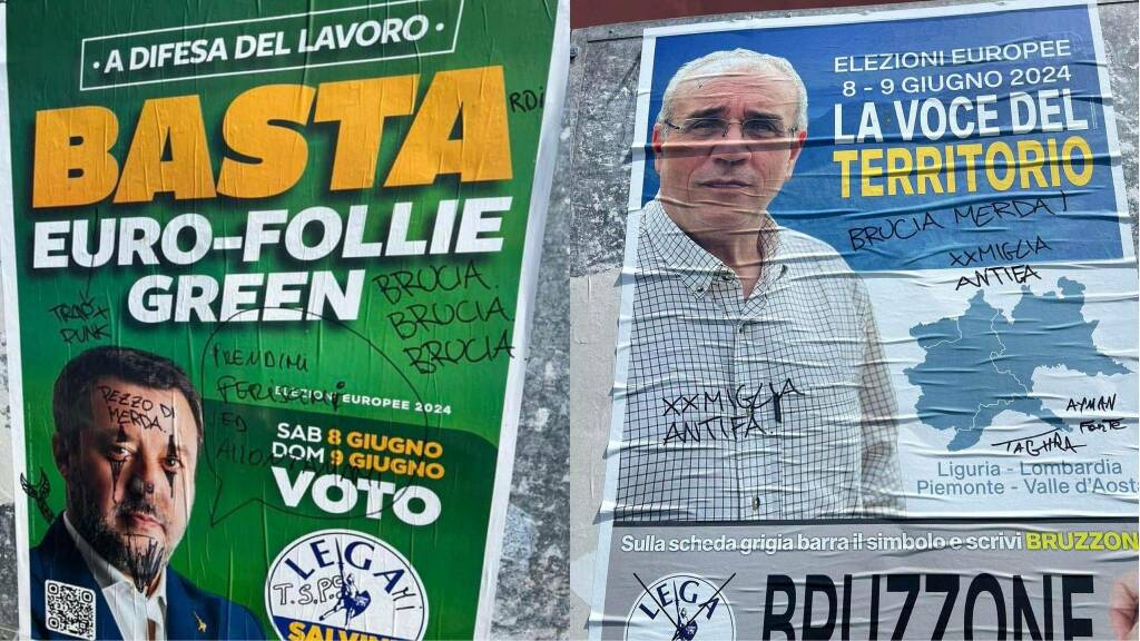 Europee, a Ventimiglia imbrattati i manifesti elettorali della Lega - Riviera24