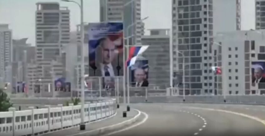 Gigantografie di Putin e strade deserte per l'arrivo del Presidente Russo in Corea - Grandeinganno