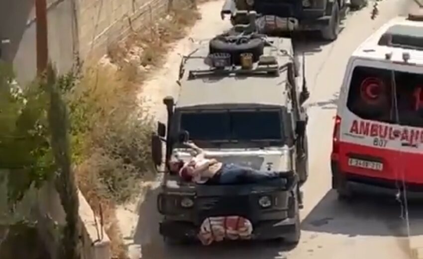 Palestinese ferito legato al cofano e usato come scudo umano dall'esercito israeliano - Grandeinganno