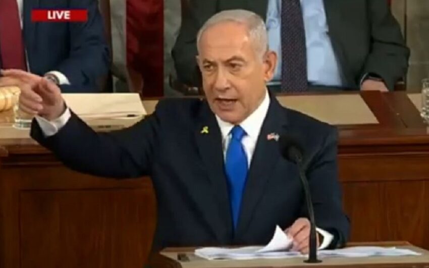 La gaffe di Netanyahu al Congresso degli Stati Uniti: le proteste fuori da questo edificio sono state finanziate dall'Iran - Grandeinganno