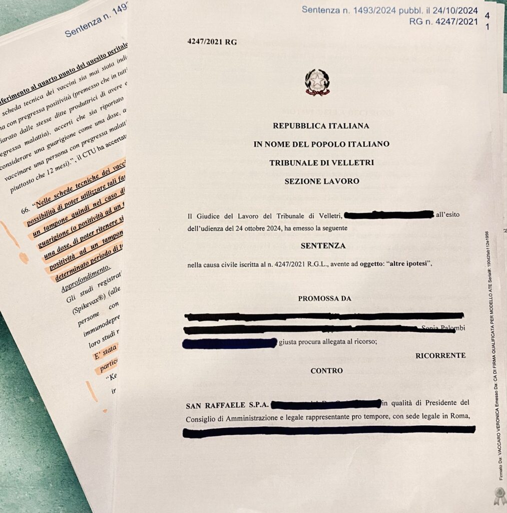 Illegittimo l'obbligo vaccinale e illegittimo vaccinare i guariti: Ritorna IN NOME DEL POPOLO ITALIANO lo Stato di Diritto in Italia, accade a Velletri. - Marianna Maior