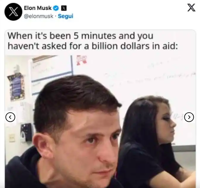 Elon Musk Battezza come Merita il Comico Zelensky definendolo : "Campione di Furti di tutti i Tempi"!