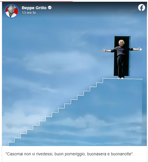 Beppe Grillo saluta il M5S citando la Scena Finale del Film “The Truman Show”: ""Casomai Non vi Rivedessi, Buon Pomeriggio, Buonasera e Buonanotte"!