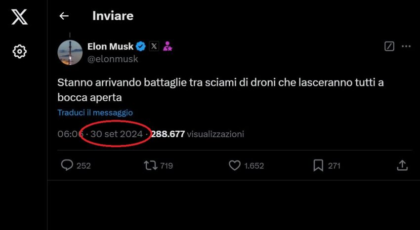 I 2 tweet enigmatici di Elon Musk sui droni - Grandeinganno