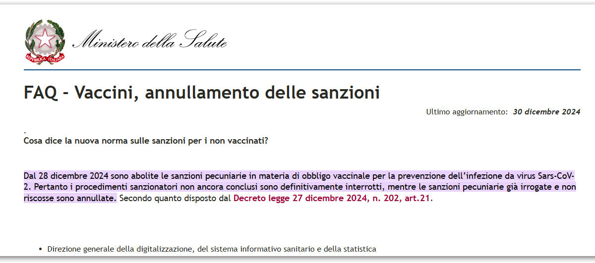 Come mai dopo la Cancellazione per Legge delle Multe ai NoVax Nessuno piu' ne parla??? La Sinistra tutta ed i "Traditori" di Forza Italia si sono messi il cuore in Pace???