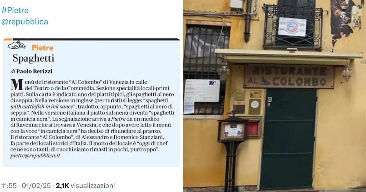 Gli Spaghetti al Nero di Seppia diventano “in Camicia Nera” e scoppia (la solita) Isteria Antifascista !