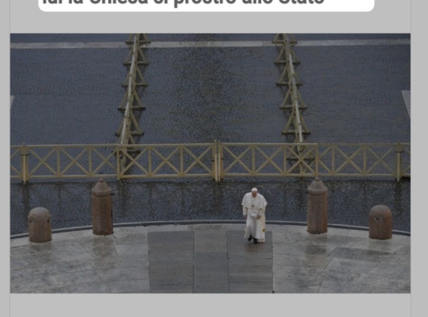 Con Papa Francesco durante la Pseudo-Pandemia Messe Abolite e Caccia ai No Vax . Con lui la Chiesa si postro' allo Stato ! Per Non Dimenticare !