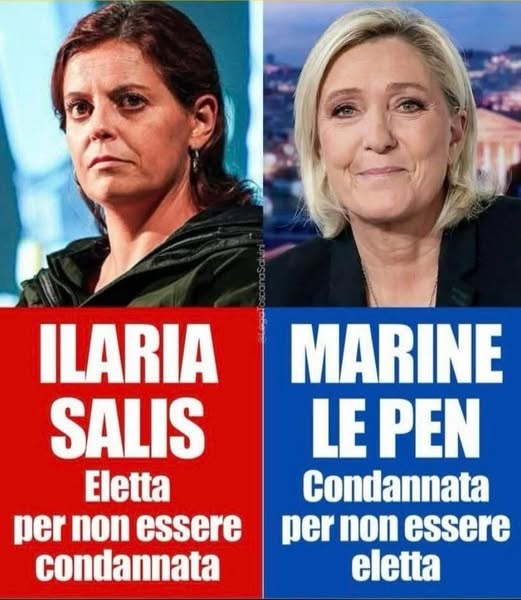 La Salis e' stata Eletta per Non Essere Condannata mentre la Le Pen e' stata Condannata per Non Essere Eletta ! Sembra Satira ma purtroppo e' Realta' !